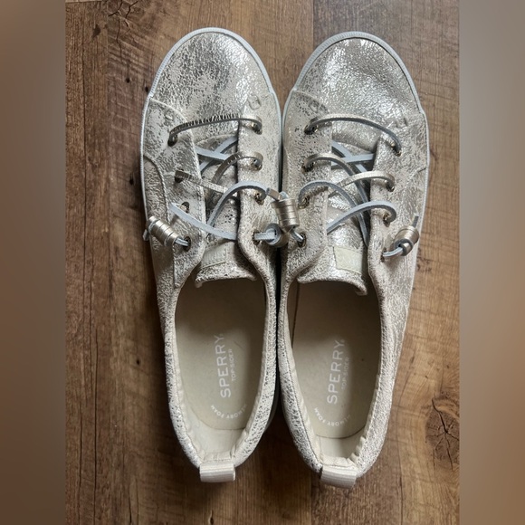 NEW Light Grey Sperry Top Sider Sneakers Sz 10 - Picture 2 of 6